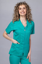 Încărcați imaginea în vizualizatorul Galerie, Costum Medical Premium TAG ZIP Confort | Uniforma Medicala Femei Bumbac | Verde Chirurgical
