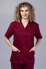 Încărcați imaginea în vizualizatorul Galerie, Costum Medical de dama TAG Premium Unisex | Uniforma Medicala Unisex Cotton Stretch | Visiniu