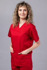 Încărcați imaginea în vizualizatorul Galerie, Costum Medical TAG ClassIQ | Uniforma Medicala Unisex Bumbac-Poliester | Rosu