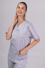 Load image into Gallery viewer, Costum Medical de dama TAG Premium Unisex | Uniforma Medicala Unisex Cotton Stretch | Argintiu