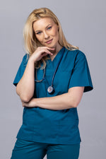 Încărcați imaginea în vizualizatorul Galerie, Costum Medical TAG ClassIQ | Uniforma Medicala Unisex Bumbac-Poliester | Pacific Blue