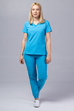 Încărcați imaginea în vizualizatorul Galerie, Costum Medical Premium TAG EVA | Uniforma Dama Poly Spandex | Ocean