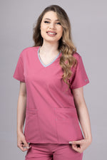 Load image into Gallery viewer, Costum Medical Premium TAG EVA | Uniforma Dama Poly Spandex | DustyRose