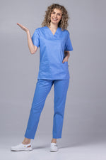 Încărcați imaginea în vizualizatorul Galerie, Costum Medical de dama TAG Premium Unisex | Uniforma Medicala Unisex Cotton Stretch | Bleu jandarm