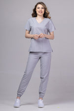 Load image into Gallery viewer, Costum Medical Premium TAG EVA | Uniforma Dama Poly Spandex | Argintiu