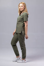 Load image into Gallery viewer, Costum Medical Premium TAG EVA | Uniforma Dama Poly Spandex | Kaki