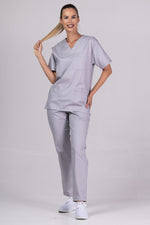 Load image into Gallery viewer, Costum Medical de dama TAG Premium Unisex | Uniforma Medicala Unisex Cotton Stretch | Argintiu