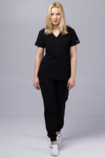 Încărcați imaginea în vizualizatorul Galerie, Costum Medical Premium TAG EVA | Uniforma Dama Poly Spandex | Negru
