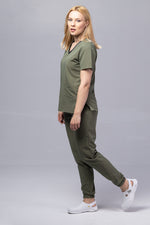 Load image into Gallery viewer, Costum Medical Premium TAG EVA | Uniforma Dama Poly Spandex | Kaki