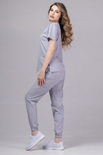 Load image into Gallery viewer, Costum Medical Premium TAG EVA | Uniforma Dama Poly Spandex | Argintiu