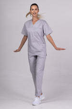 Load image into Gallery viewer, Costum Medical de dama TAG Premium Unisex | Uniforma Medicala Unisex Cotton Stretch | Argintiu