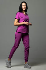 Încărcați imaginea în vizualizatorul Galerie, Costum Medical Premium TAG EVA | Uniforma Dama Poly Spandex | Mov