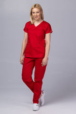 Încărcați imaginea în vizualizatorul Galerie, Costum Medical Premium TAG Ambra | Uniforma Medicala Feminina Cotton Stretch | Rosu