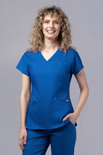 Încărcați imaginea în vizualizatorul Galerie, Costum Medical Premium TAG Ambra | Uniforma Medicala Feminina Cotton Stretch | Albastru Marin