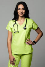 Încărcați imaginea în vizualizatorul Galerie, Costum Medical Premium TAG Ambra | Uniforma Medicala Feminina Cotton Stretch | Green Apple