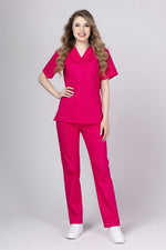Load image into Gallery viewer, Costum Medical de dama TAG Premium Unisex | Uniforma Medicala Unisex Cotton Stretch | Ciclam