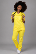 Încărcați imaginea în vizualizatorul Galerie, Costum Medical de dama TAG Premium Unisex | Uniforma Medicala Unisex Cotton Stretch | Galben