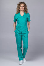 Încărcați imaginea în vizualizatorul Galerie, Costum Medical Premium TAG ZIP Confort | Uniforma Medicala Femei Bumbac | Verde Chirurgical