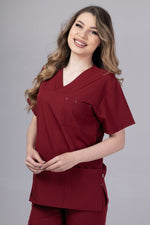 Încărcați imaginea în vizualizatorul Galerie, Costum Medical Premium TAG Stellar | Uniforma Medicala Unisex Poly Spandex | Visiniu