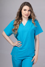 Încărcați imaginea în vizualizatorul Galerie, Costum Medical Premium TAG Stellar | Uniforma Medicala Unisex Poly Spandex | Ocean