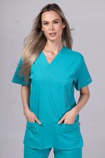 Încărcați imaginea în vizualizatorul Galerie, Costum Medical de dama TAG Premium Unisex | Uniforma Medicala Unisex Cotton Stretch | Turcoaz