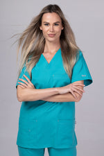 Încărcați imaginea în vizualizatorul Galerie, Costum Medical de dama TAG Premium Unisex | Uniforma Medicala Unisex Cotton Stretch | Turcoaz