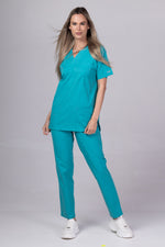 Încărcați imaginea în vizualizatorul Galerie, Costum Medical de dama TAG Premium Unisex | Uniforma Medicala Unisex Cotton Stretch | Turcoaz