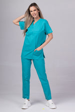 Încărcați imaginea în vizualizatorul Galerie, Costum Medical Premium TAG Stellar | Uniforma Medicala Unisex Poly Spandex | Turcoaz