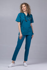 Încărcați imaginea în vizualizatorul Galerie, Costum Medical de dama TAG Premium Unisex | Uniforma Medicala Unisex Cotton Stretch | Pacific