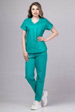 Încărcați imaginea în vizualizatorul Galerie, Costum Medical Premium TAG Ambra | Uniforma Medicala Feminina Cotton Stretch | Verde Chirurgical