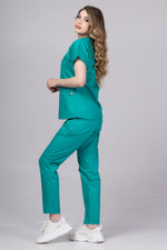 Încărcați imaginea în vizualizatorul Galerie, Costum Medical Premium TAG Ambra | Uniforma Medicala Feminina Cotton Stretch | Verde Chirurgical