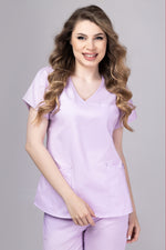 Încărcați imaginea în vizualizatorul Galerie, Costum Medical Premium TAG Ambra | Uniforma Medicala Feminina Cotton Stretch | Lila