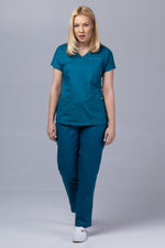 Încărcați imaginea în vizualizatorul Galerie, Costum Medical Premium TAG Ambra | Uniforma Medicala Feminina Cotton Stretch | Pacific