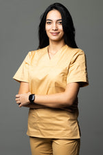 Încărcați imaginea în vizualizatorul Galerie, Costum Medical de dama TAG Premium Unisex | Uniforma Medicala Unisex Cotton Stretch | Auriu