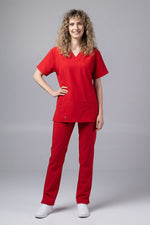 Încărcați imaginea în vizualizatorul Galerie, Costum Medical Premium TAG Stellar | Uniforma Medicala Unisex Poly Spandex | Rosu