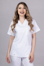 Încărcați imaginea în vizualizatorul Galerie, Costum Medical Premium TAG Stellar | Uniforma Medicala Unisex Poly Spandex | Alb