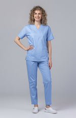 Load image into Gallery viewer, Costum Medical de dama TAG Premium Unisex | Uniforma Medicala Unisex Cotton Stretch | Bleu Ciel