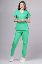 Încărcați imaginea în vizualizatorul Galerie, Costum Medical Premium TAG Ambra | Uniforma Medicala Feminina Cotton Stretch | Verde Spital