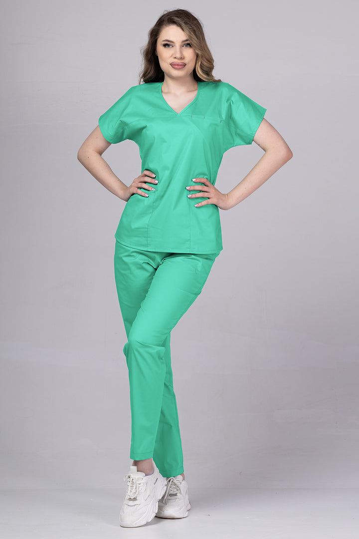 Costum Medical Premium TAG Ambra | Uniforma Medicala Feminina Cotton Stretch | Verde Spital