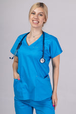 Încărcați imaginea în vizualizatorul Galerie, Costum Medical Premium TAG Ambra | Uniforma Medicala Feminina Cotton Stretch | Ocean