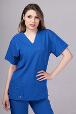 Încărcați imaginea în vizualizatorul Galerie, Costum Medical Premium de dama TAG Cool | Uniforma Medicala de vara | Albastru Marin