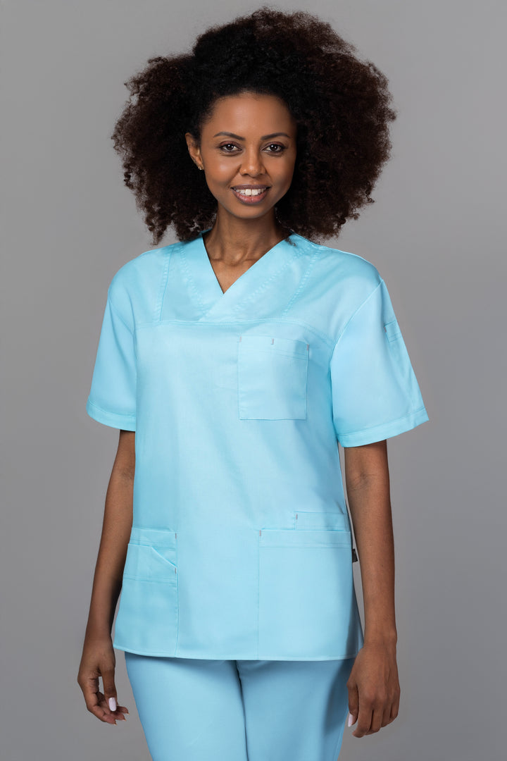 Costum Medical de dama TAG Premium Unisex | Uniforma Medicala Unisex Cotton Stretch | Aqua