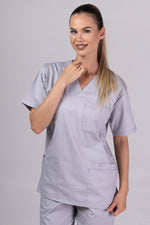 Load image into Gallery viewer, Costum Medical de dama TAG Premium Unisex | Uniforma Medicala Unisex Cotton Stretch | Argintiu
