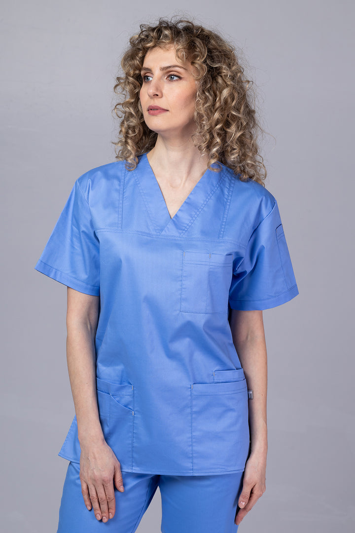 Costum Medical de dama TAG Premium Unisex | Uniforma Medicala Unisex Cotton Stretch | Bleu jandarm