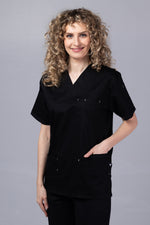 Încărcați imaginea în vizualizatorul Galerie, Costum Medical de dama TAG Premium Unisex | Uniforma Medicala Unisex Cotton Stretch | Negru
