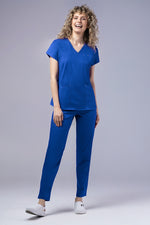 Încărcați imaginea în vizualizatorul Galerie, Costum Medical Premium TAG Ambra | Uniforma Medicala Feminina Cotton Stretch | Albastru Marin