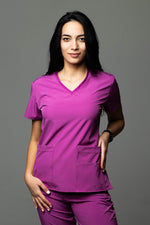Încărcați imaginea în vizualizatorul Galerie, Costum Medical Premium TAG EVA | Uniforma Dama Poly Spandex | Mov