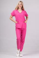 Încărcați imaginea în vizualizatorul Galerie, Costum Medical Premium TAG Ambra | Uniforma Medicala Feminina Cotton Stretch | Ciclam