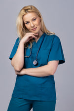 Încărcați imaginea în vizualizatorul Galerie, Costum Medical TAG ClassIQ | Uniforma Medicala Unisex Bumbac-Poliester | Pacific Blue