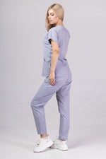 Încărcați imaginea în vizualizatorul Galerie, Costum Medical Premium TAG Ambra | Uniforma Medicala Feminina Cotton Stretch | Argintiu
